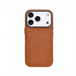 Cross Pattern Leather Case for iPhone 11/12/13/14/15/16/17 - Genuine Cowhide & Tech Leather & Nano Leather Options