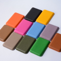 Litchi Texture Genuine Leather Magnetic Card Holder for iPhone